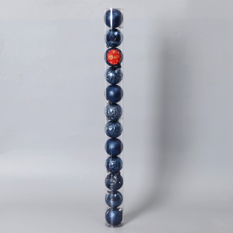 Набор елочных шаров пластик d-6 см, 12 шт "Сильва" синий