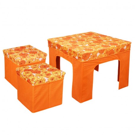 Набор складной мебели 3 предмета, (пуфик  30х30х30 см - 2 шт., стол  59х59х48 см.), "ORANGE"/ 2  *