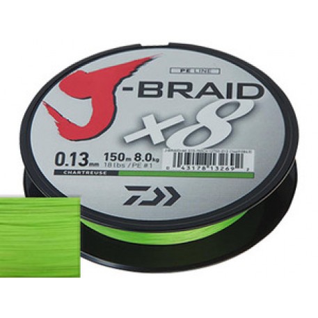 Плетеный шнур Daiwa J-Braid X8 Chartreuse 0.20 мм 29lb 150м