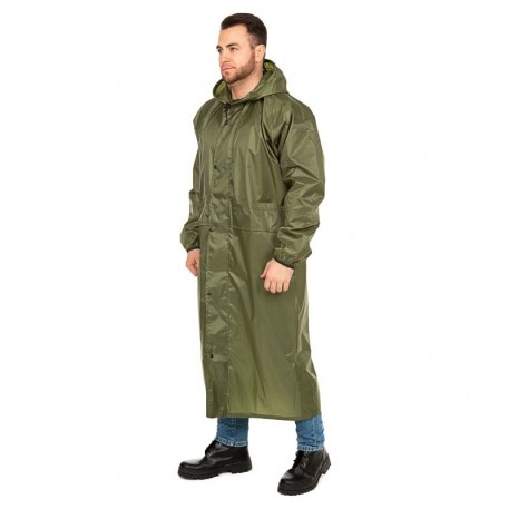 Плащ Ветровлагозащитный с капюшоном, ткань Таффета, цвет Зеленый, 20000мм, PVC размер 60-62 рост 188
