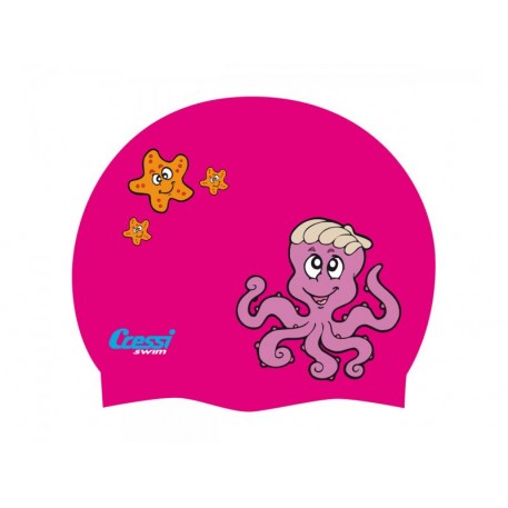 Шапочка CAP JR детская силиконовая, цвет розовая с картинками Cressi