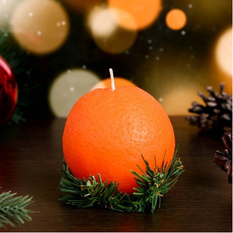 Свеча новогодняя "Апельсин средний" парафин