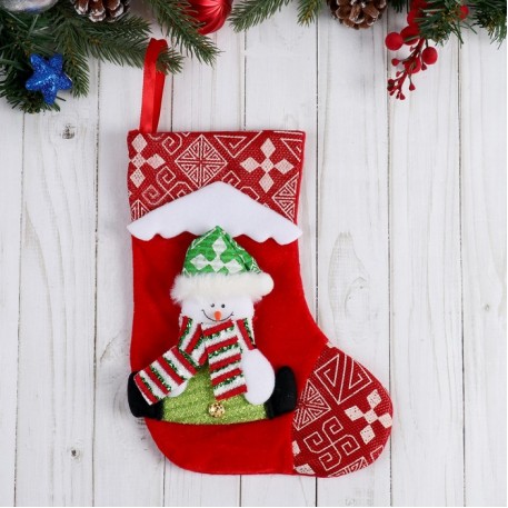 Носок для подарков на елку "Снежный дом" 18,5*26 см, снеговик