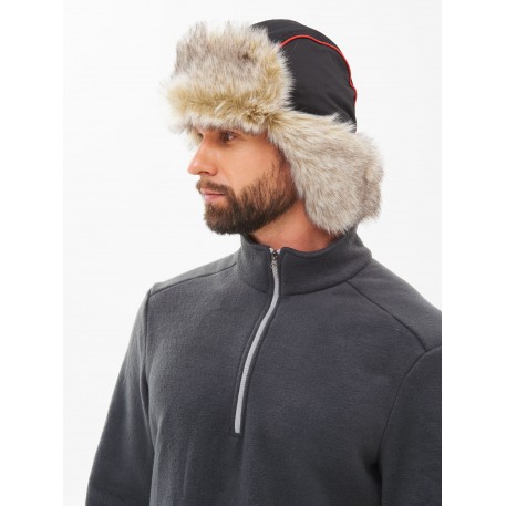 Шапка ушанка зимняя Siberia цвет Серый/Черный мех Волк ткань Breathable (Размер 58-60)