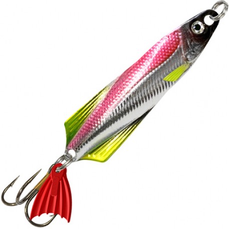 Блесна колебалка AQUA ГЛЮК 80,0mm, вес - 40,0g цвет 03 (серебро, красный металлик, желтый флюрик)