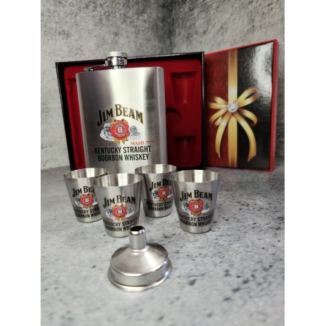 Набор подарочный D-2314 "Jim Beam": фляжка нерж 260+4 рюмки+воронка